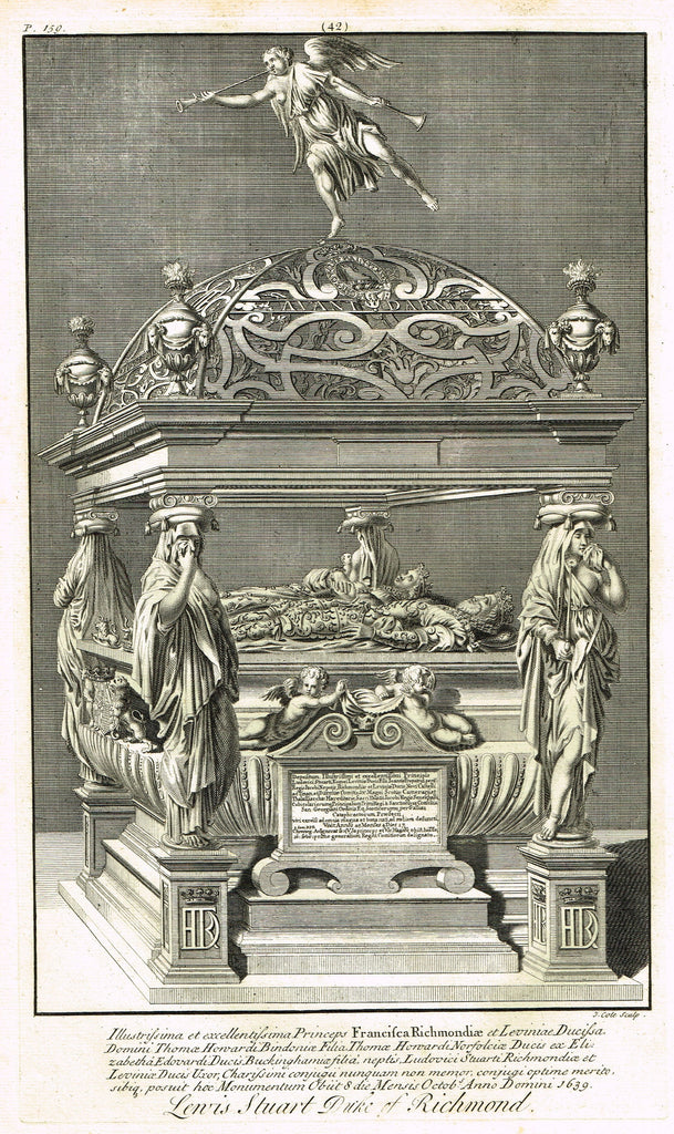 Dart's Westminster Abbey Tomb - "LEWIS STUART, DUKE OF RICHMOND" - Copper Engraving - 1723