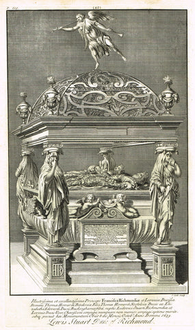 Dart's Westminster Abbey Tomb - "LEWIS STUART, DUKE OF RICHMOND" - Copper Engraving - 1723