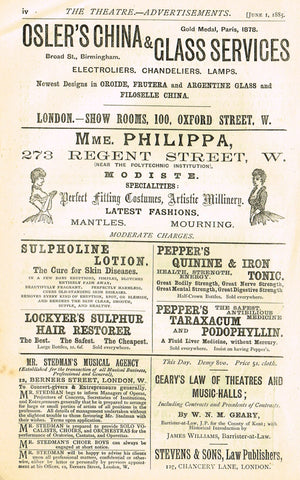 Antique Advertising Ephemera -  "LOCKYER'S SULPHUR HAIR RESTORER" - Lithograph - 1875-94
