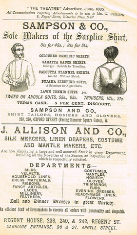 Antique Advertising Ephemera -  "SAMPSON & CO. SUPLICE SHIRT" - Lithograph - 1875-94