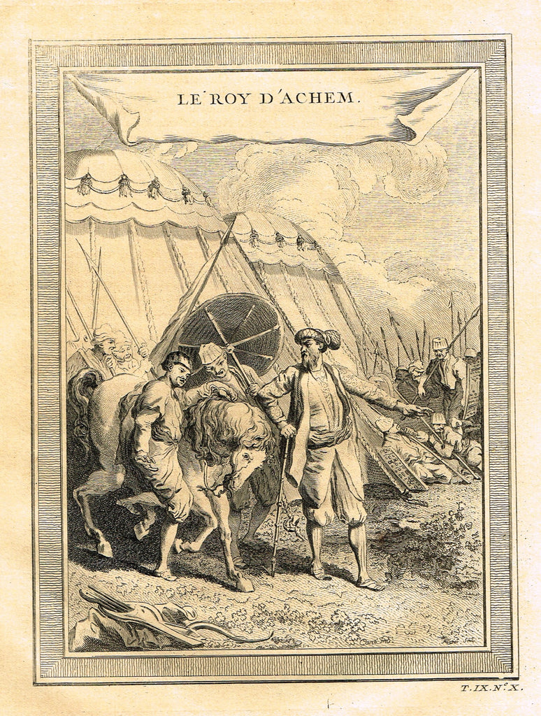 Miscellaneous Races of Man - "lLE ROY D'ACHEM - SUMATRA KING"  by Prevost - Copper Engraving - 1747