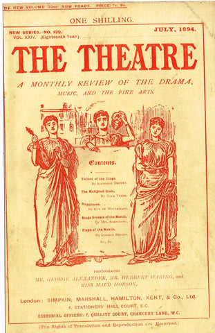 Antique Advertising Ephemera -  "THE THEATRE FRONT PAGE" - Lithograph - 1875-94