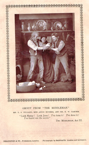 Antique Theatre Photographs -  "GROUP FROM THE MIDDLEMAN" - Black & White Photos - 1875-94