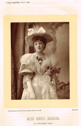 Antique Theatre Photographs -  "MISS MAUD HOBSON" - Black & White Photos - 1875-94