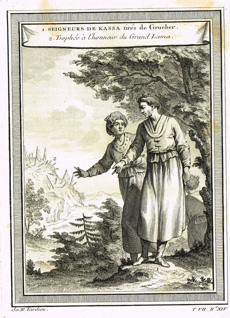 Miscellaneous - "SEIGNEURS DE KASSA - TIBET, GRAND LAMAS"  by Prevost - Engraving - 1747