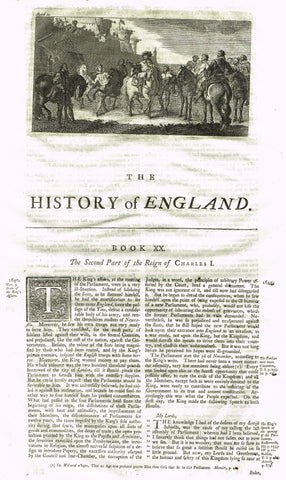 Rapin's History of England "THE REIGN OF CHARLES I - Part 2" - Copper Engraving - 1743