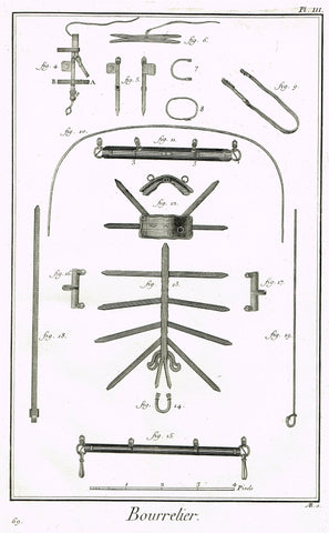 Diderot's Encyclopdie - "BOURRELIER - HORSE HARNESSES - Plate III" 1751