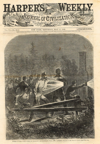 Harper's Weekly - "REBELS OUTSIDE WORKS AT YORKTOWN" - Front Page - May 17,1862