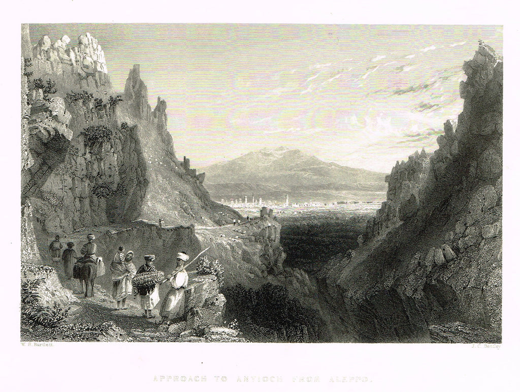 Bartlett's "APPROACH TO ANTIOCH FROM ALEPPO" - SYRIA - Steel Engraving - 1836