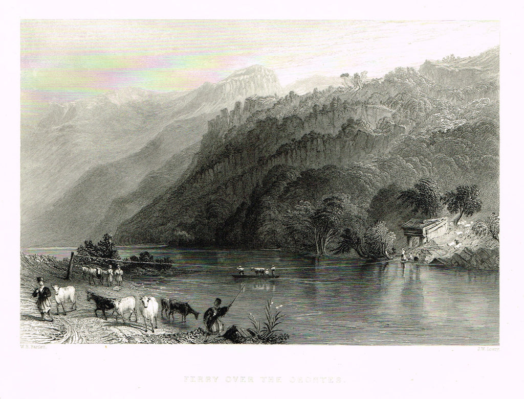 Bartlett's "FERRY OVER THE ORONTES" - SYRIA - Steel Engraving - 1836