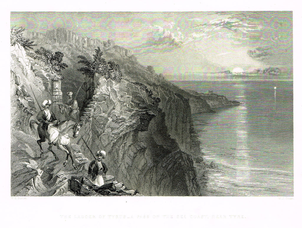 Bartlett's THE LADDER OF TYRUS, A PASS, NEAR TYRE - SYRIA - Engraving - 1836