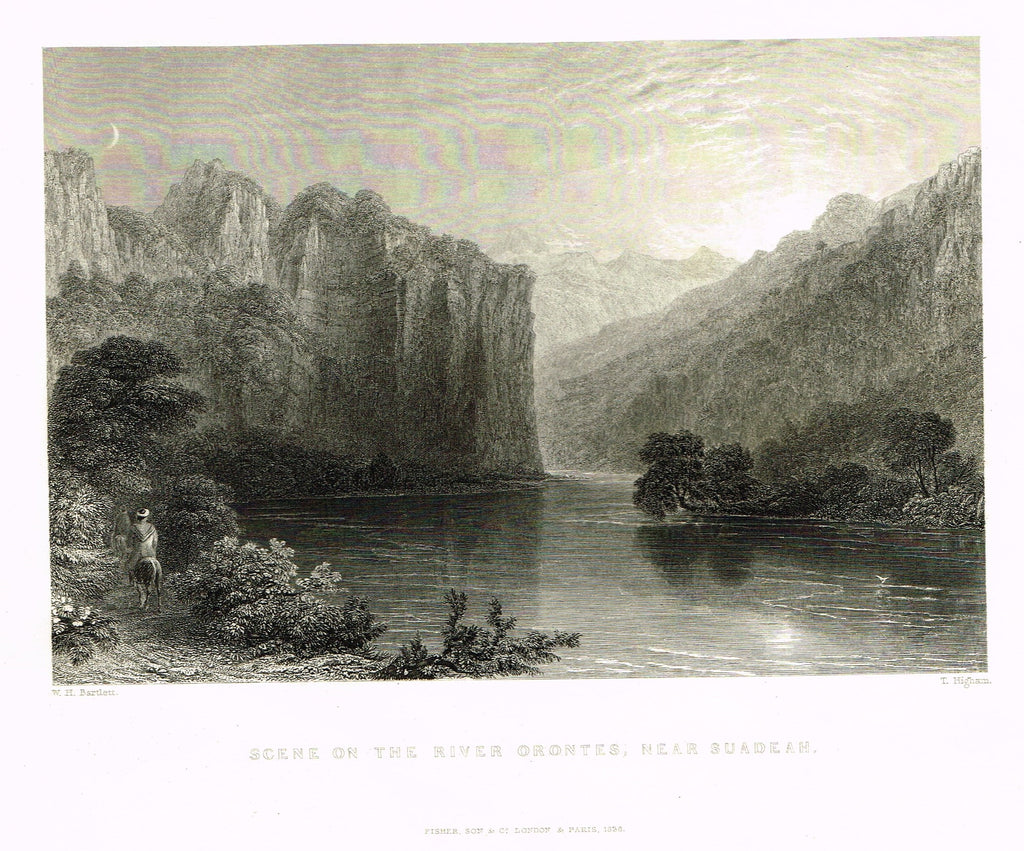 Bartlett's "SCENE ON THE RIVER ORONTES, NEAR SUADEAH" - SYRIA - Steel Engraving - 1836