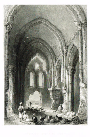 Bartlett's "CHRISTIAN CHURCH AT TORTOSA" - SYRIA - Steel Engraving - 1836