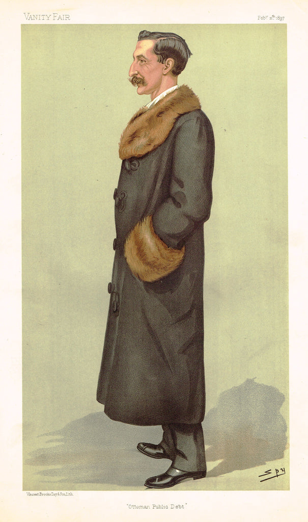 Vanity Fair (SPY) Print -  "OTTOMAN PUBLIC DEBT" - Sir Vincent Caillard  - Chromolithograph - 1897