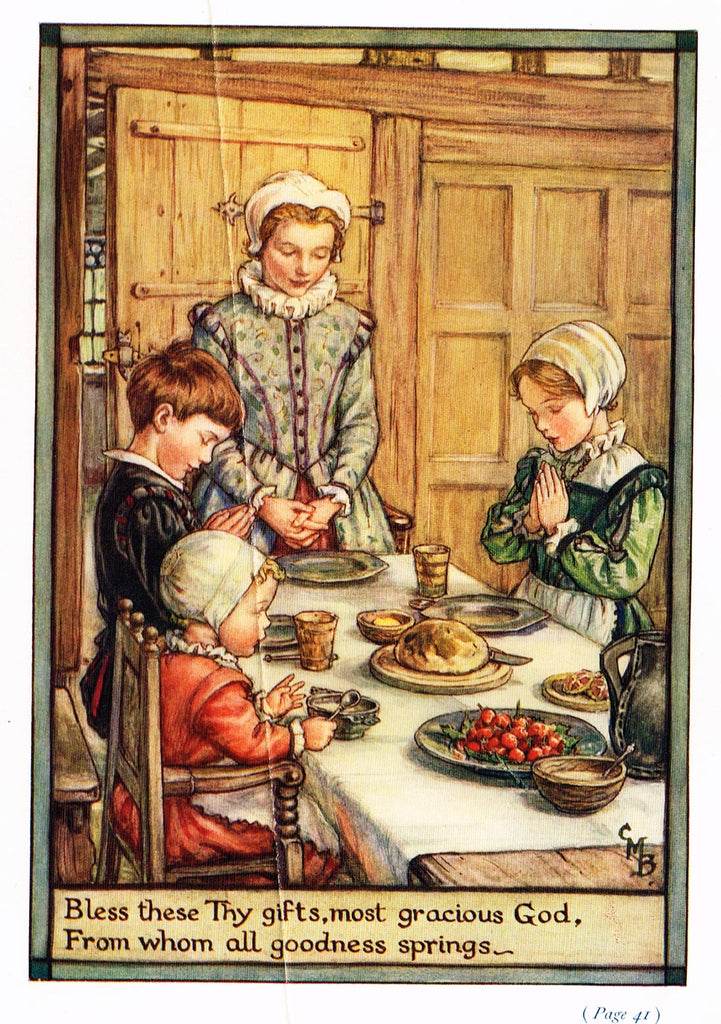 Cicely Mary Barker Print -  "BLESS THESE GIFTS, MOST GRACIOUS GOD" - Offset Lithograph - c1930