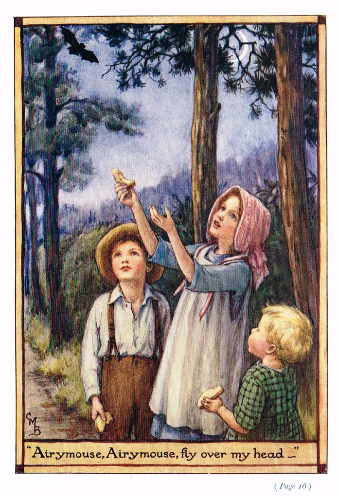 Cicely Mary Barker Print -  "AIRYMOUSE, AIRYMOUSE, FLY OVER MY HEAD" - Offset Lithograph - c1930