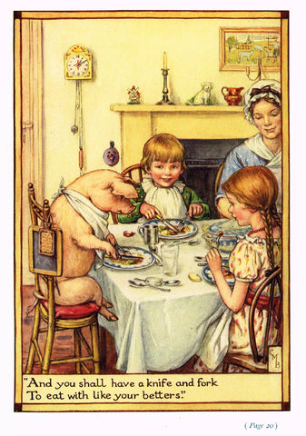 Cicely Mary Barker Print -  "YOU SHALL HAVE A KNIFE AND FORK" - Offset Lithograph - c1930