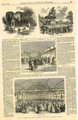 Leslie's Illustrated Newspaper - 1872 - "THE NEW SCHUTZEN PARK AT WEST HOBOKEN, NEW JERSEY"