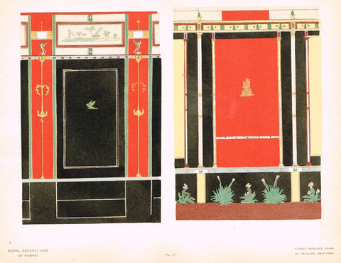 Pompeii Decoration -  "PANELS FROM THE EDIFACE OF EUMACHUS" -  Chromolithograph - 1924