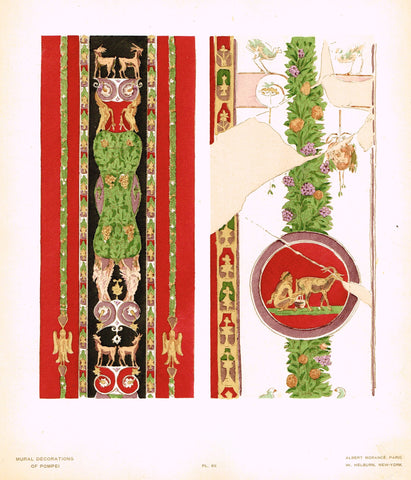 Pompeii Decoration -  "MOTIFS FROM HERCULANEUM"" -  Chromolithograph - 1924