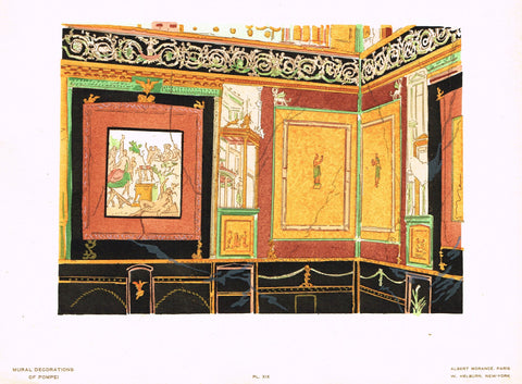 Pompeii Decoration -  "PANELS FROM HOUSE OF SIRICUS" -  Chromolithograph - 1924