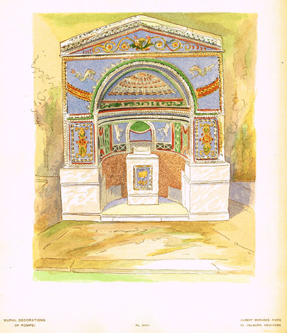 Pompeii Decoration -  FOUNTAIN FROM ALLEY OF THE SCIENJATI -  Chromo - 1924