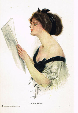 Fisher's American Girls - 1912 - "AN OLD SONG" - Offset Lithograph