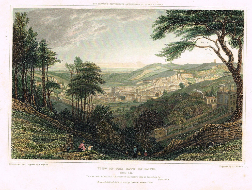 Bartlett's VIEW OF THE CITY OF BATH - from Picturesque Antiquities - Steel Eng. - 1830
