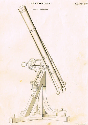Encyclopedia Britannica - 1842 - "ASTRONOMY - DORPAT TELESCOPE" - Plate XCV - Steel Engraving