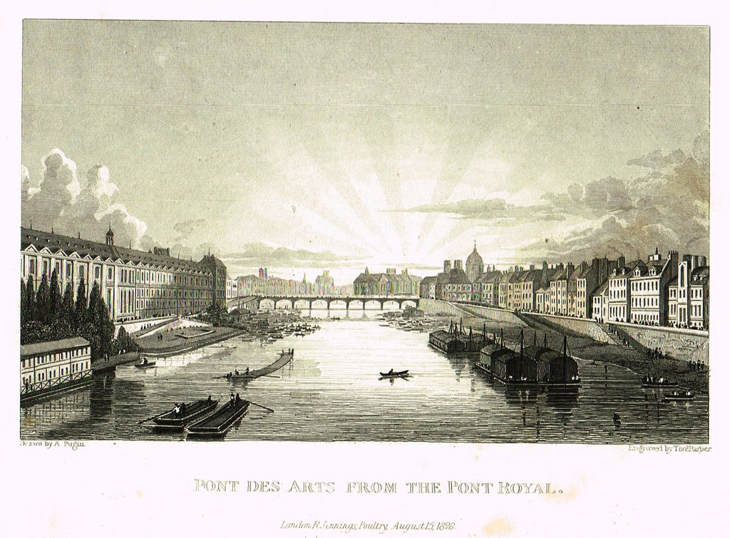 Paris & Its Environs - "PONT NEUF, FROM PONT DES ARTS" - Steel  Engraving - 1829
