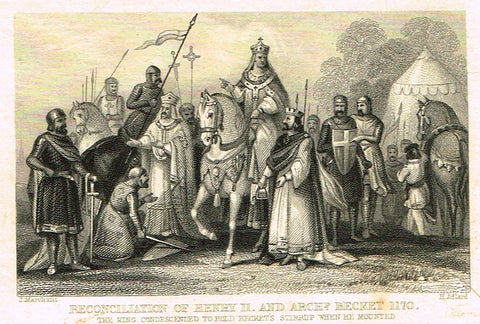 Misc. Miniature HISTORY Print - "RECONCILIATION OF HENRY II" - Steel Engraving - c1830