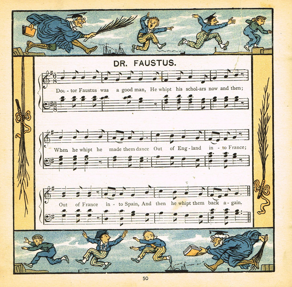 Walter Crane Baby's Opera - "DR. FAUSTUS" - Children's Lithogrpah - 1870
