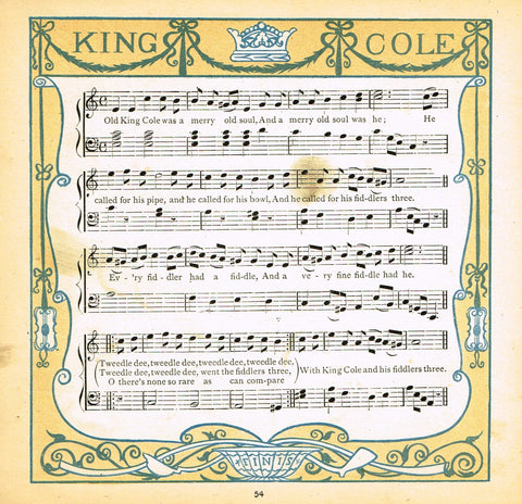 Walter Crane Baby's Opera - "KING COLE SONG" - Children's Lithogrpah - 1870