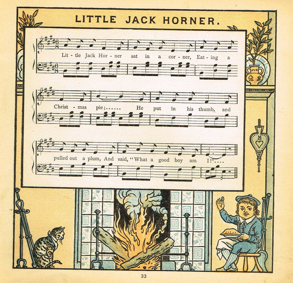Walter Crane Baby's Opera - "LTTLE JACK HORNER" - Children's Lithograph - 1870