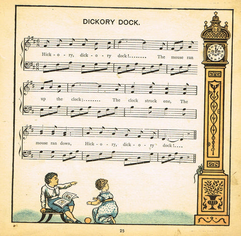 Walter Crane Baby's Opera - "DICKORY DOCK" - Children's Lithograph - 1870