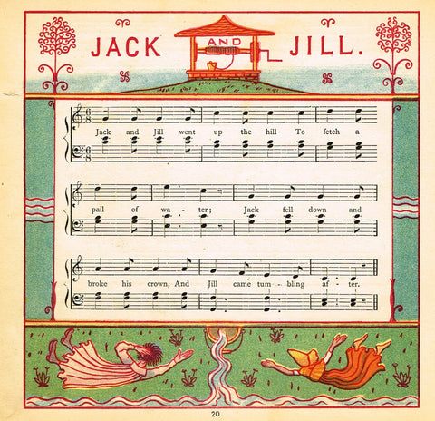 Walter Crane Baby's Opera - "JACK & JILL SONG" - Children's Lithograph - 1870