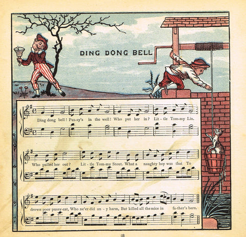 Walter Crane Baby's Opera - "DING DONG BELL" - Children's Lithograph - 1870