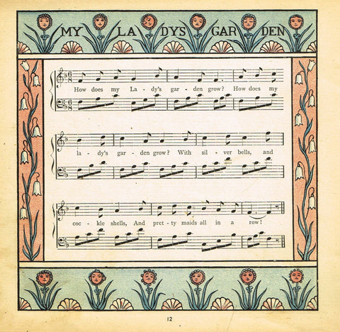 Walter Crane Baby's Opera - "MY LADY'S GARDEN SONG" - Children's Lithograph - 1870