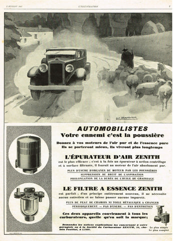 Antique Magazine Advertising -  "LE FILTRE A ESSANCE ZENITH" - Ephemera - 1928