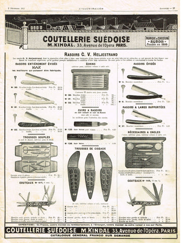 Antique Magazine Advertising -  "COUTELLERIE SUEDOISE - PARIS" - Ephemera - 1911