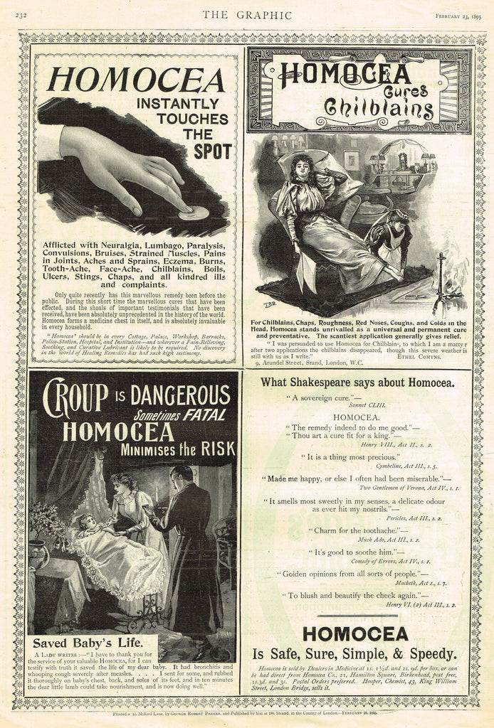 Antique Magazine Advertising -  "HOMOCEA" - Ephemera - 1895
