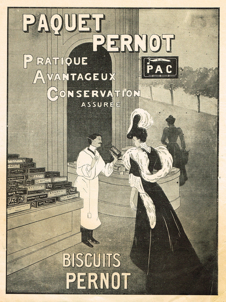Antique Magazine Advertising -  "PAQUET PERNOT BISCUITS" - Ephemera - c1890