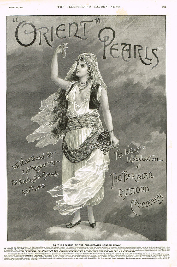 Antique Magazine Advertising -  "ORIENT PEARLS" - Ephemera - 1892