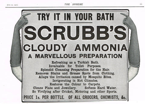 Antique Magazine Advertisment -  "SCRUBB'S AMMONIA" - Ephemera - 1907