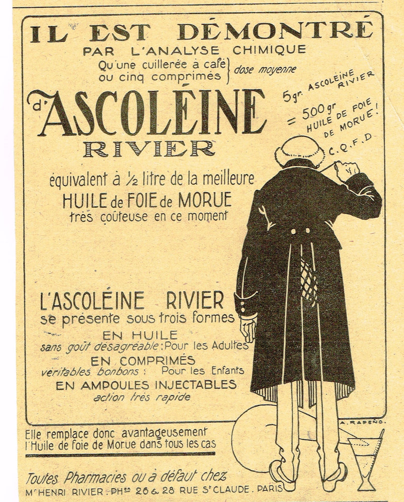 Antique Magazine Advertisment -  "L'ASCOLEINE RIVIER" - Ephemera - c1890