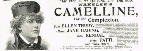 Antique Magazine Advertisment -  "WAKELEE'S CAMELLINE" - Ephemera - c1890