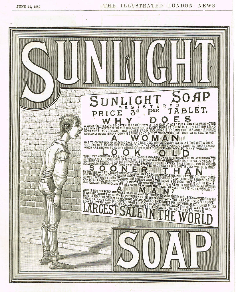 Antique Magazine Advertisment -  "SUNLIGHT SOAP" - Ephemera - c1900