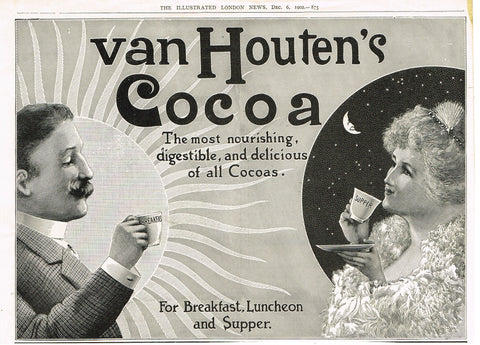 Antique Magazine Advertisment -  "VAN HOUTEN'S COCOA" - Ephemera - 1902