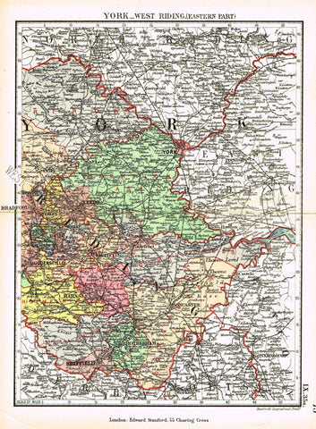Stanford's G.B. County Map - "YORK - WEST RIDING" - Chromo - 1885