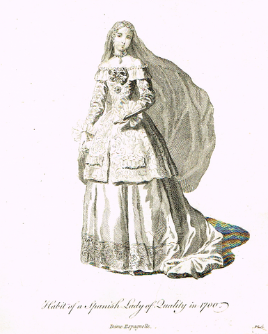 Jefferys' Collection of Dresses -"HABIT OF SPANISH LADY IN 1700" - 1757